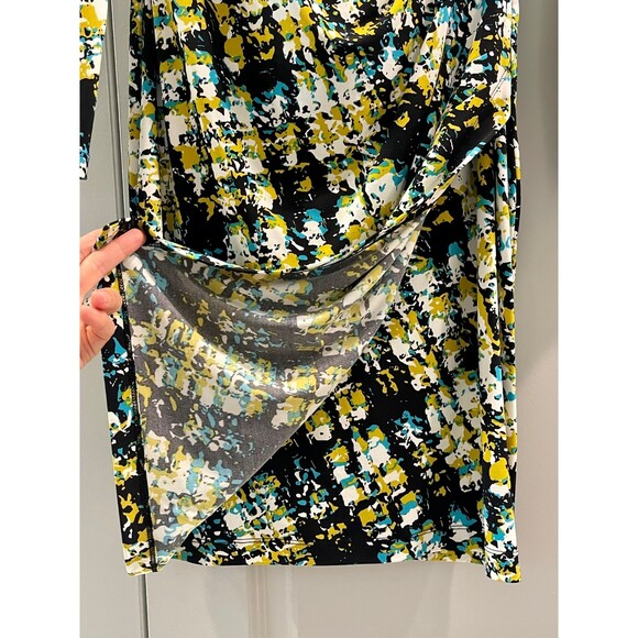 CALVIN KLEIN Surplice Gathered Waist Print Dress, Sz 8 - Picture 5 of 7